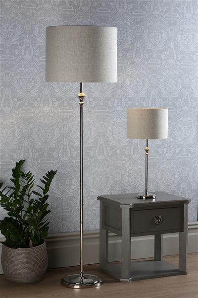 (image for) Laura Ashley Highgrove Table Lamp Polished Nickel With Shade